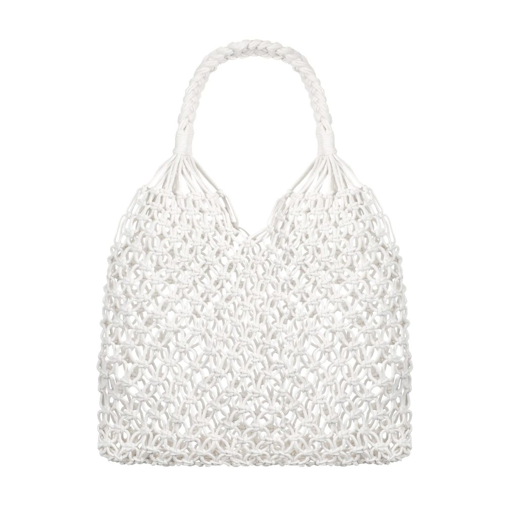 Travel Beach Fishing Net Handbag Woven Shoulder Bag Cotton Rope Macrame Mesh -_